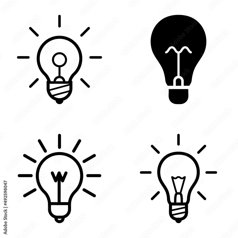 Lightbulbs1-3 Flat Icon Set Isolated On White Background Lightbulbs1-3 Flat Icon Set Isolated On White Background