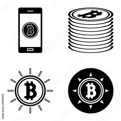 Bitcoins1-2 Flat Icon Set Isolated On White Background