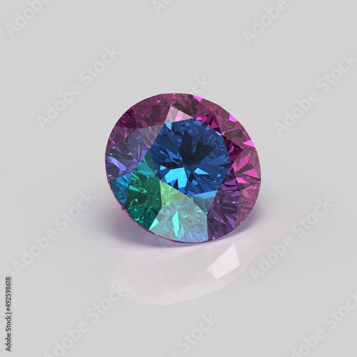 alexandrite gemstone round 3D render photo