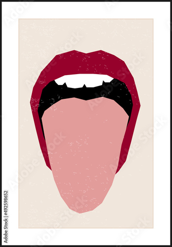 Minimalist contemporary woman beauty lips line art