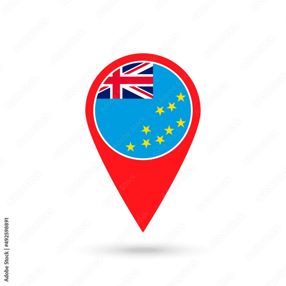 Map pointer with country Tuvalu. Tuvalu flag. Vector illustration. Map pointer with country Tuvalu. Tuvalu flag. Vector illustration.