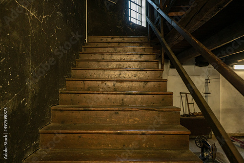 Old wooden staircase in a historic building