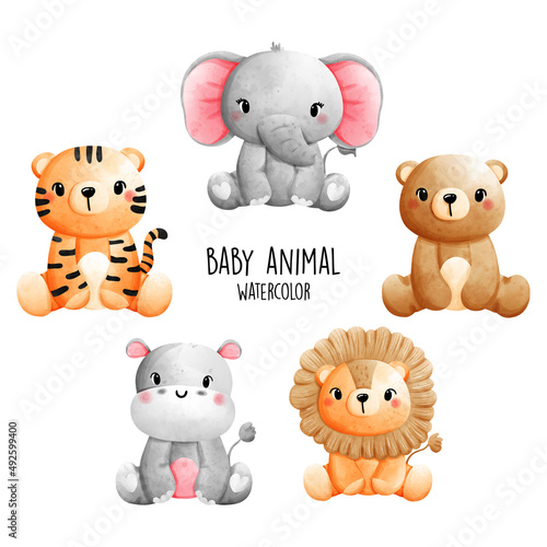 Cute baby animal, vector illustration