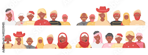 Multiethnic group of people standing together community and togetherness concept, diversity portrait. Characters men and women isolated on white. Crowd community. Social diversity friends or relatives