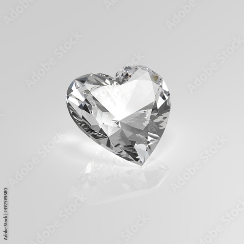 moissanite gemstone heart 3D render