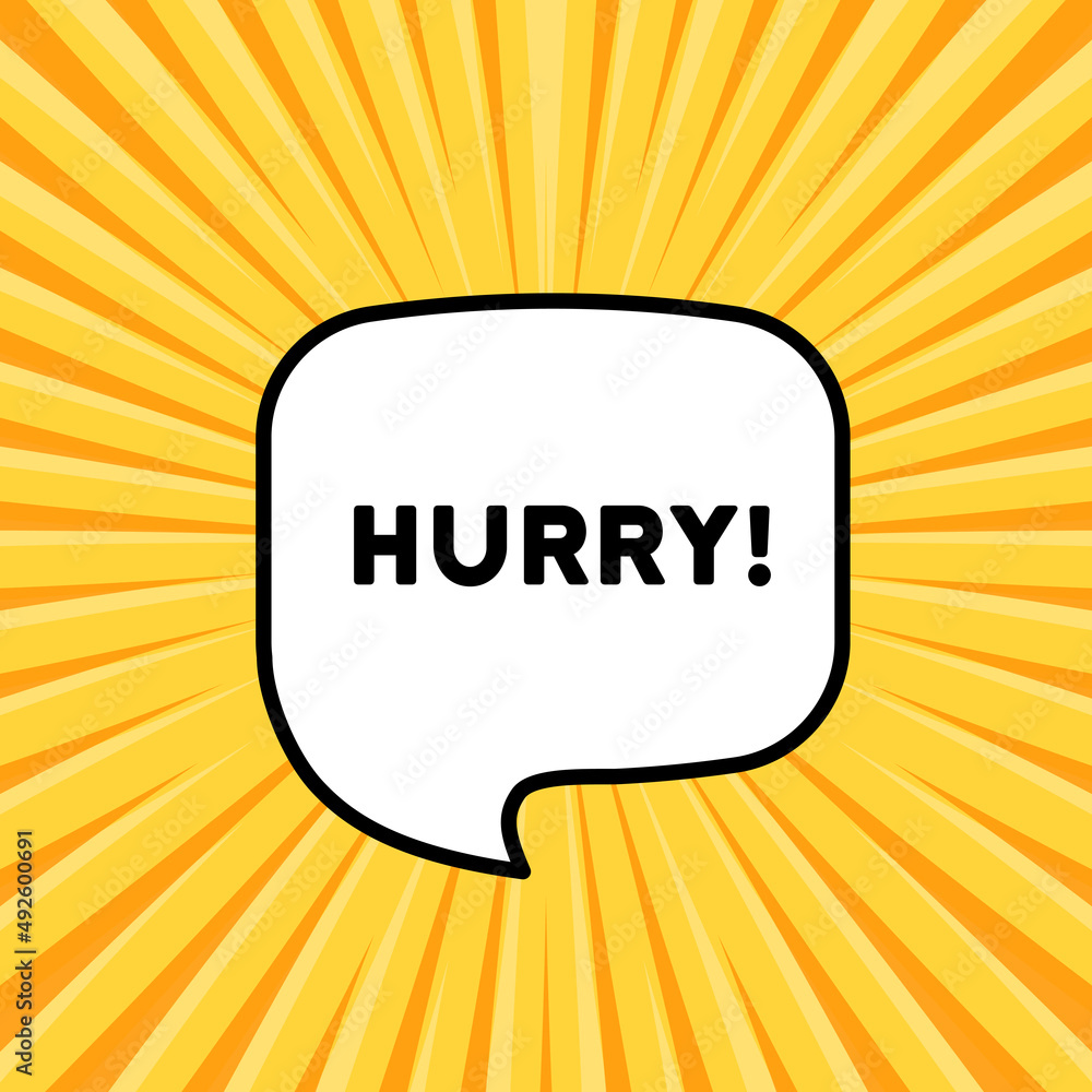Speech bubble with Hurry text. Boom retro comic style. Pop art style. Vector line icon for Business and Advertising Speech bubble with Hurry text. Boom retro comic style. Pop art style. Vector line icon for Business and Advertising