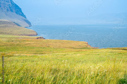 Oglakhty, beautiful sunset views, siberia, Yenisei river, Republic of Khakassia, Russia