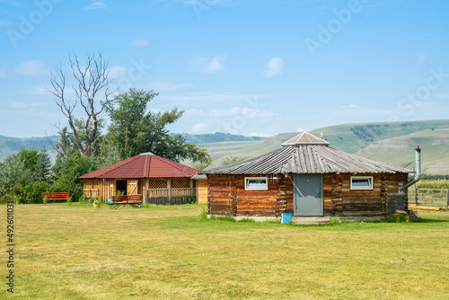 Khurtuyakh Tas, taiga yurts, Siberia, Republic of Khakassia, Russia