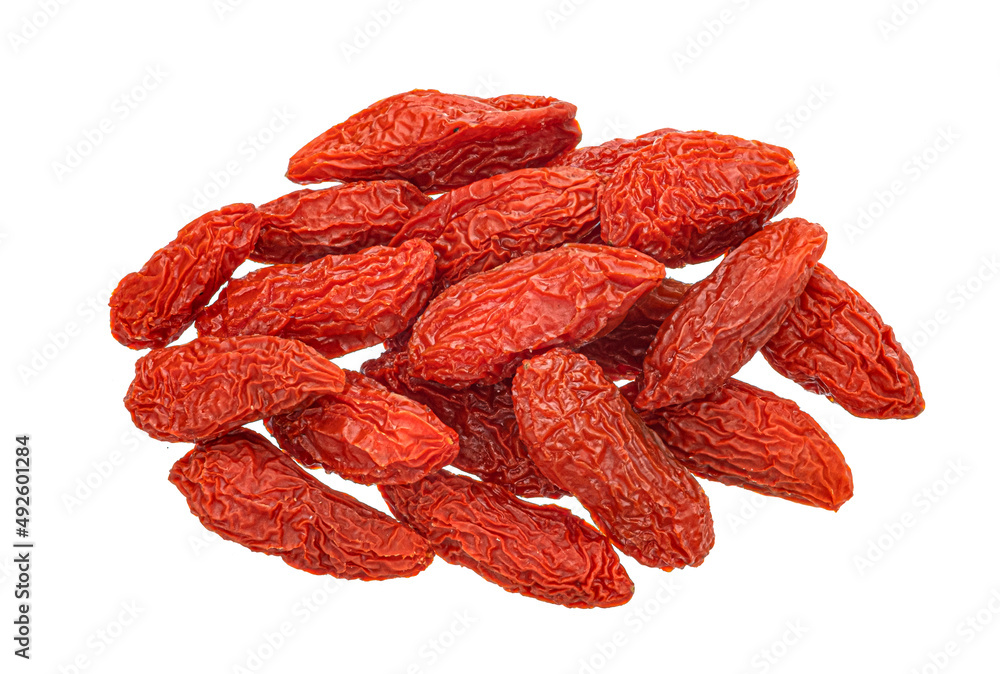 Dried goji berries isolated on white background Dried goji berries isolated on white background