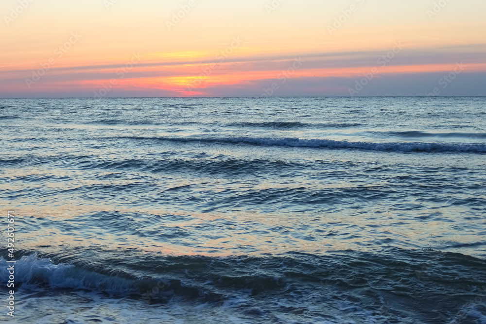 horizon over the sea at dawn..