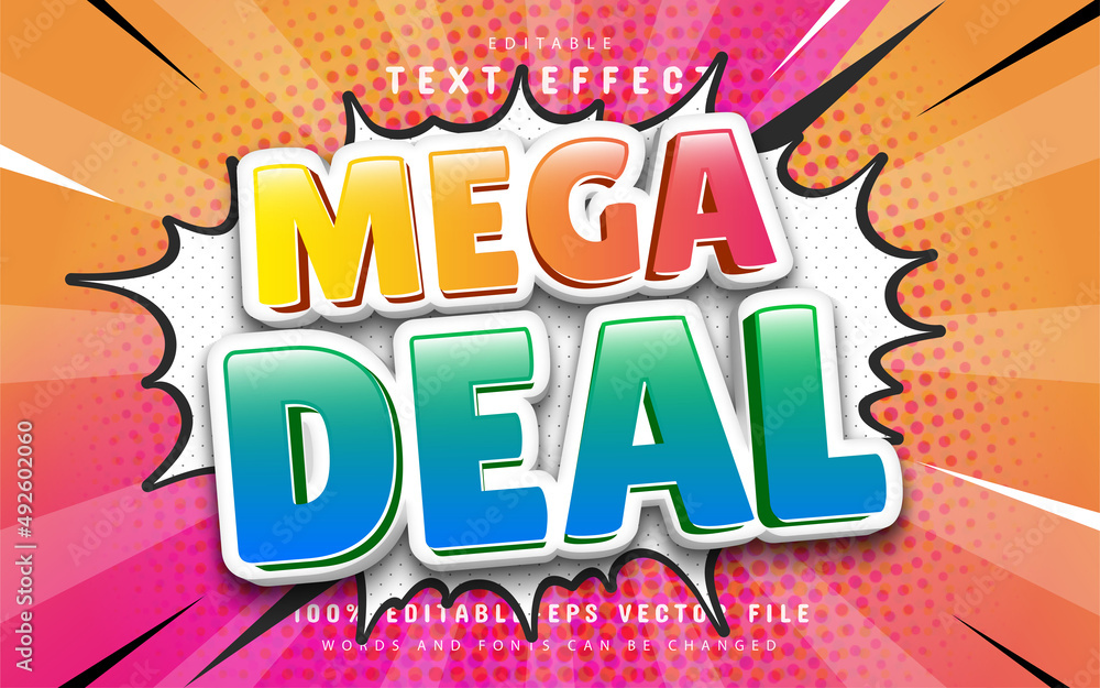 Fototapeta premium Mega deal comic style text effect