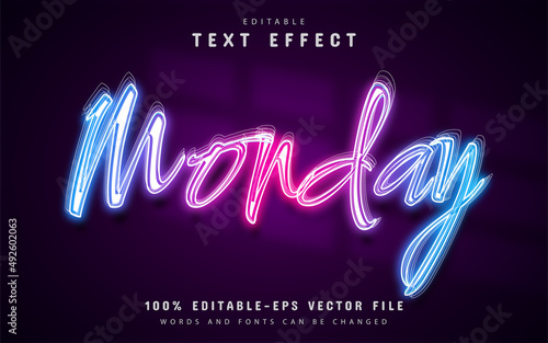 Monday neon text effect