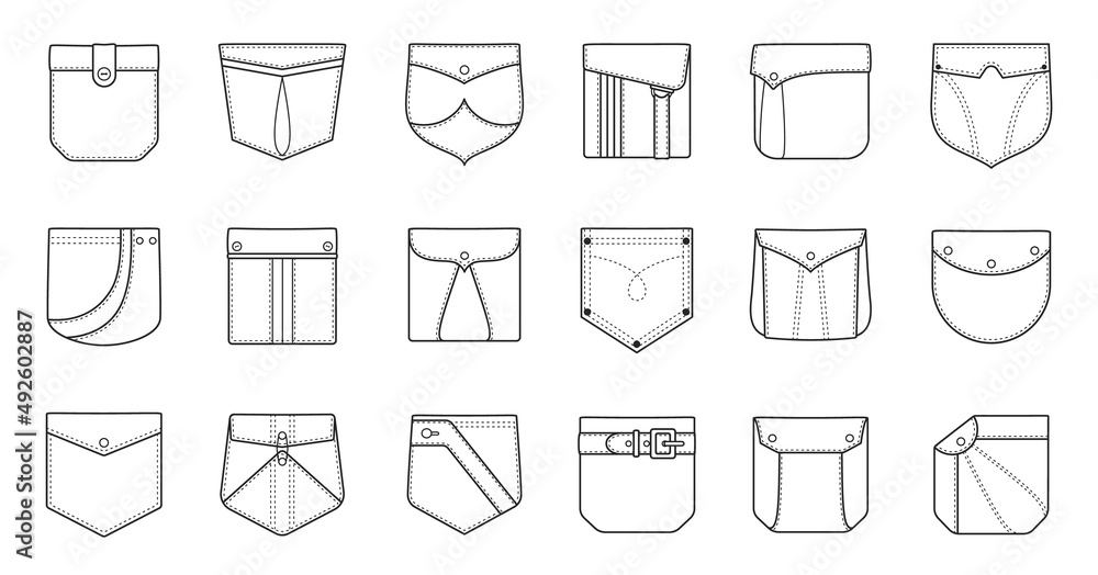 Outline patch pockets for shirts, cargo pants and denim jackets