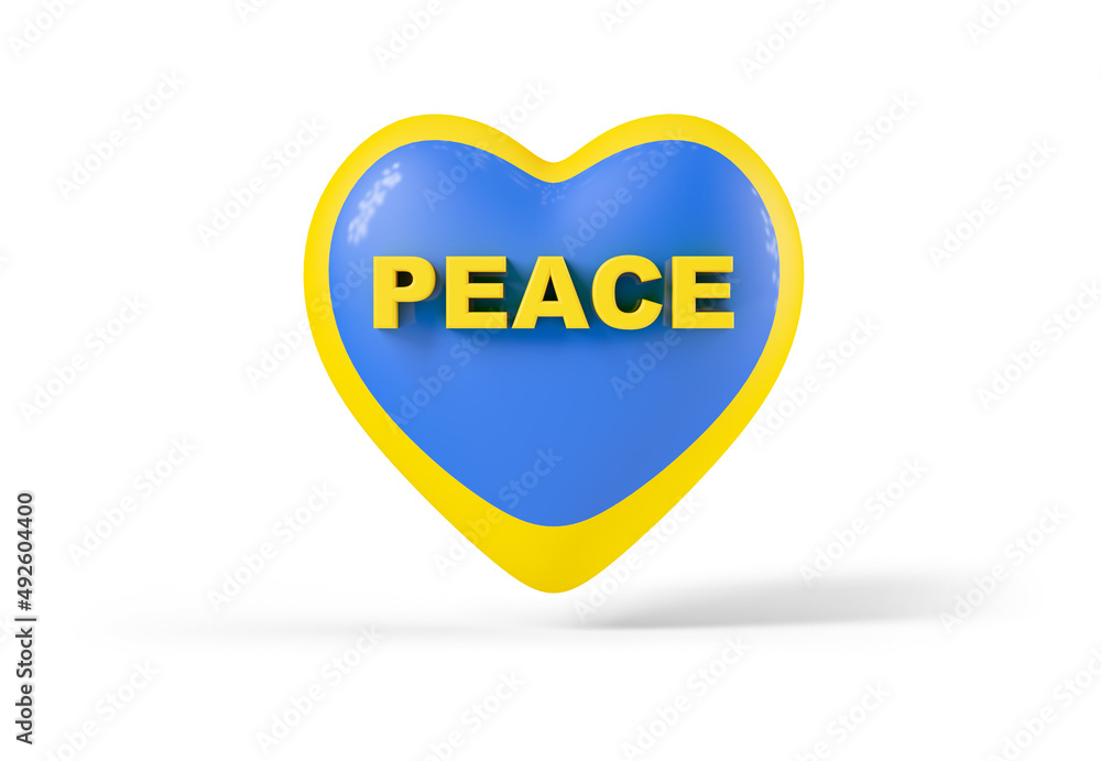 Heart with colors of the flag of Ukraine and the word peace. Isolated from the background Heart with colors of the flag of Ukraine and the word peace. Isolated from the background