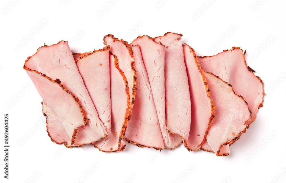Rolled smoked ham slices
