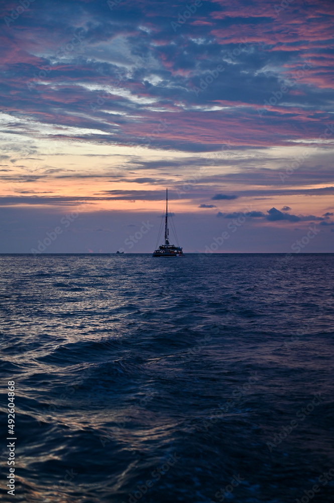 sailboat at sunset thailand
