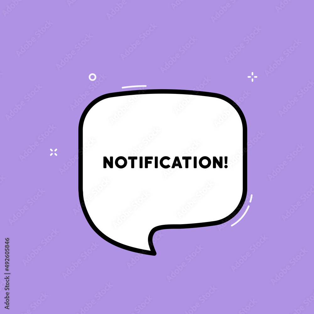 Speech bubble with Notification text. Boom retro comic style. Pop art style. Vector line icon for Business and Advertising Speech bubble with Notification text. Boom retro comic style. Pop art style. Vector line icon for Business and Advertising