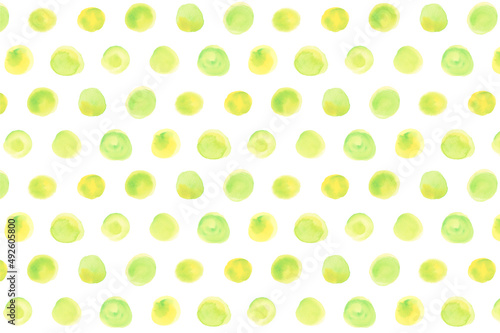 水彩の水玉模様　黄緑