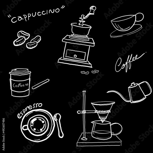 Coffee set Illustration line art design