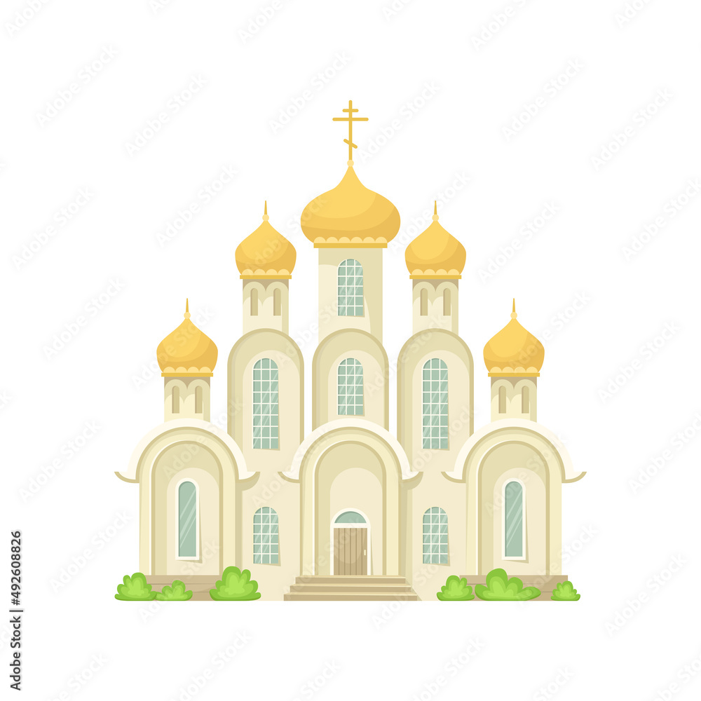 Vector illustration of the Orthodox Christian Church. A religious building.