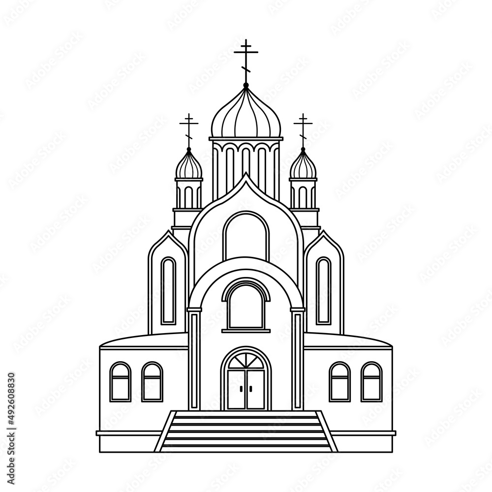 Vector illustration of the Orthodox Christian Church. A religious building. Outline Vector illustration of the Orthodox Christian Church. A religious building. Outline