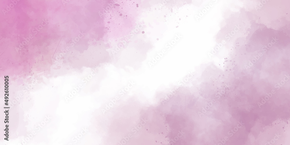 Background Texture Graphic Prism Reflection Illumination Light Watercolor Cloud. Watercolor painting in purple colors. Pink and Purple Gradient Watercolor Grunge Texture On White Background.