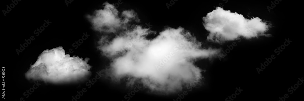 white cloud on black background. Wide sky and clouds dark tone.