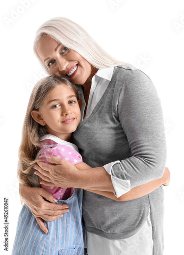 Little girl hugging her gra...
