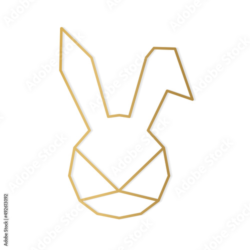 golden geometric bunny icon -vector illustration photo