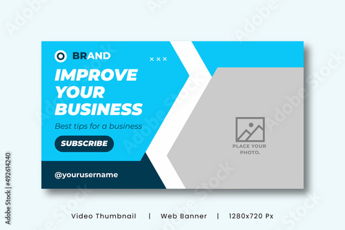 Video thumbnail Digital business agency web banner template. Editable video thumbnail design. Customizable web banner template and thumbnail