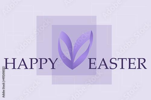 Happy easter card with bunny ears and background with geometric shapes