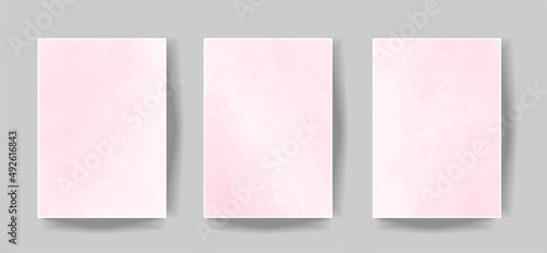 Pink watercolor wet wash splash 5x7 invitation card background collection. Vector illustration template for birthday, wedding , it's a girl card, social media, poster, Mother's day, Valentine's day.