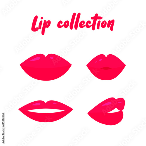 Collection of different lips on the background.