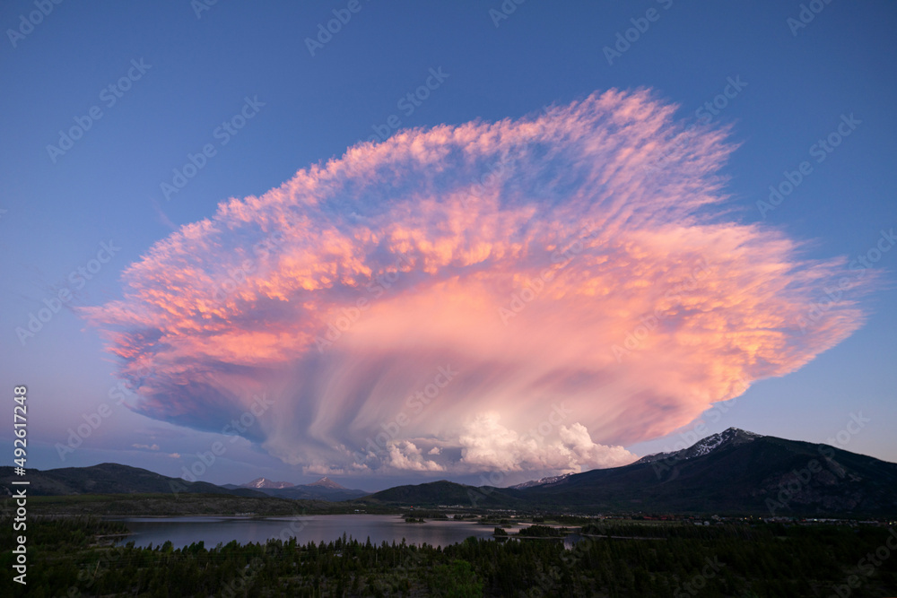 View of beautiful clouds formations at sunset near Frisco, Colorado, United States. View of beautiful clouds formations at sunset near Frisco, Colorado, United States.