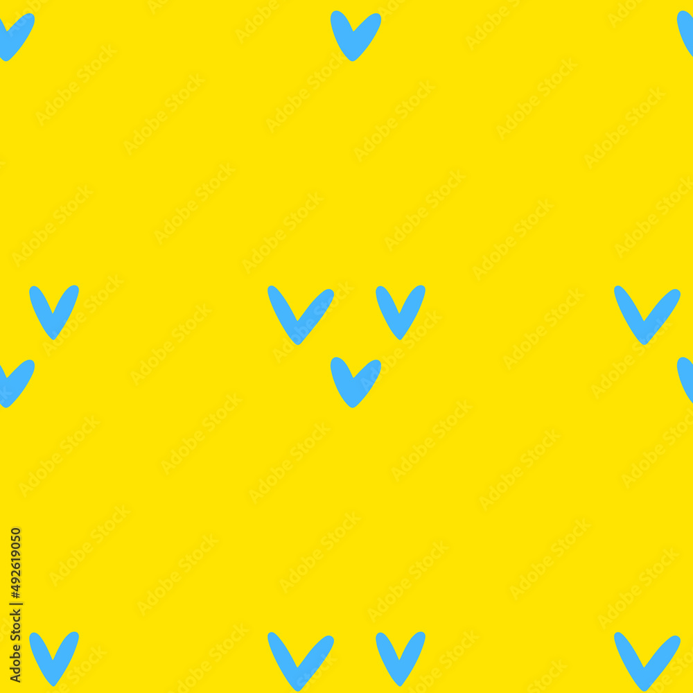 Heart seamless pattern with colors of Ukrainian flag. War in Ukraine concept. Vector illustration for fabric design, gift paper, baby clothes, textiles, cards. Heart seamless pattern with colors of Ukrainian flag. War in Ukraine concept. Vector illustration for fabric design, gift paper, baby clothes, textiles, cards.