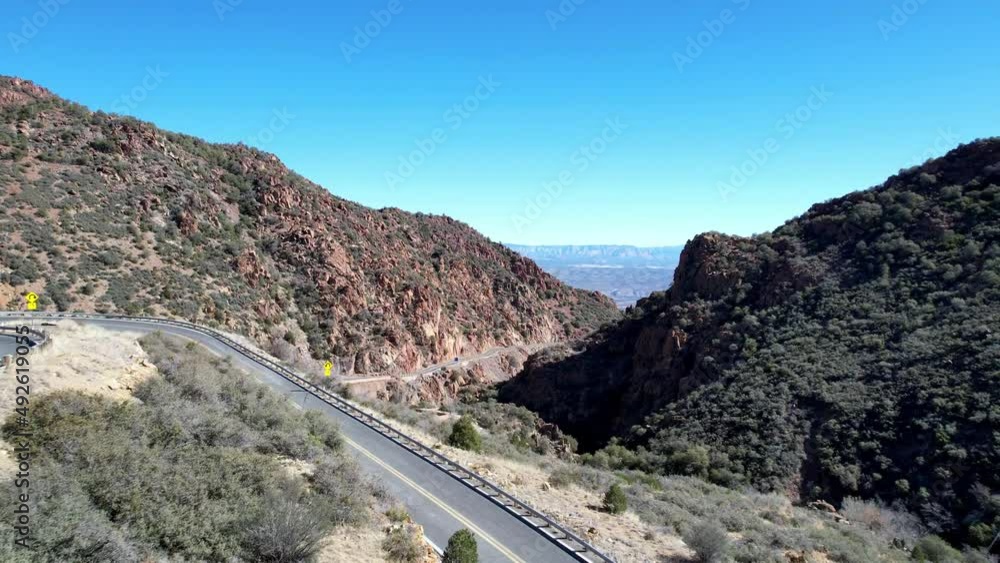 Roadway aerial leading to Jerome Arizona Roadway aerial leading to Jerome Arizona