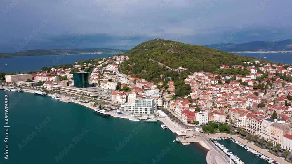 Aerial view of the terracotta rooftops at the Old Town Split.Split is the second-largest city of Croatia and the largest city in the region of Dalmatia. It lies on the eastern shore of the Adriatic Aerial view of the terracotta rooftops at the Old Town Split.Split is the second-largest city of Croatia and the largest city in the region of Dalmatia. It lies on the eastern shore of the Adriatic