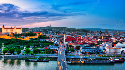 Bratislava Castle and the roofs of Old Town.