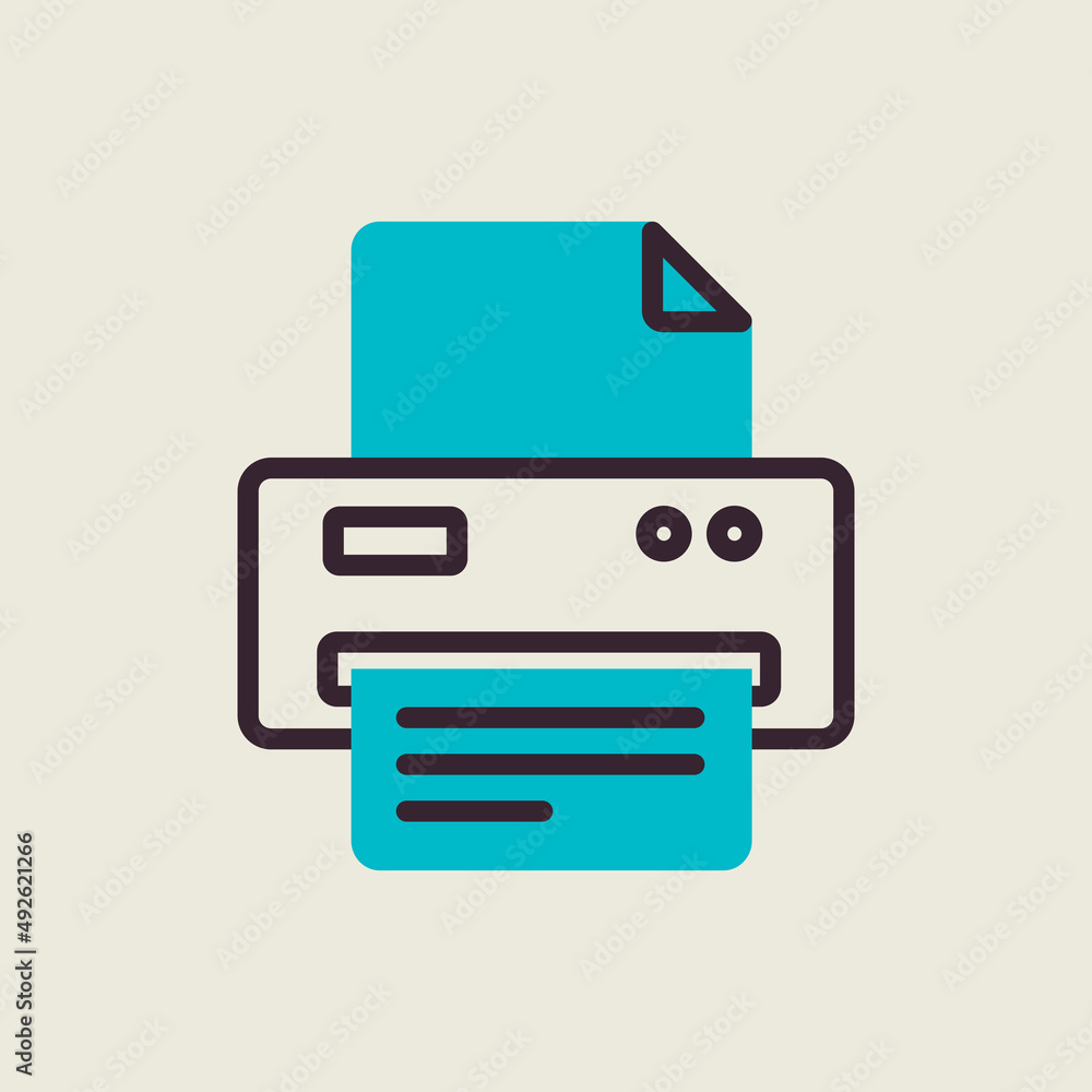 Printer vector outline icon. Office sign Printer vector outline icon. Office sign