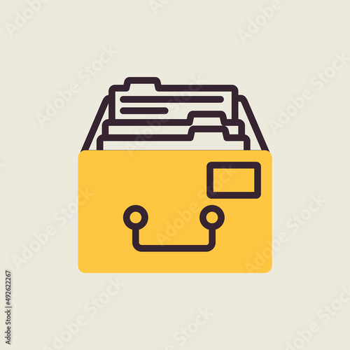 Filing Cabinet outline isolated icon. Workspace sign
