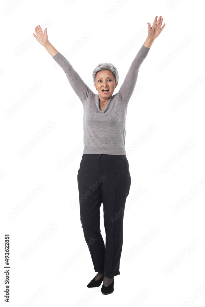 Business woman with raised arms Business woman with raised arms