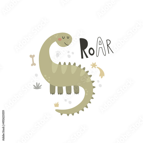 vector cute design with dinos and lettering