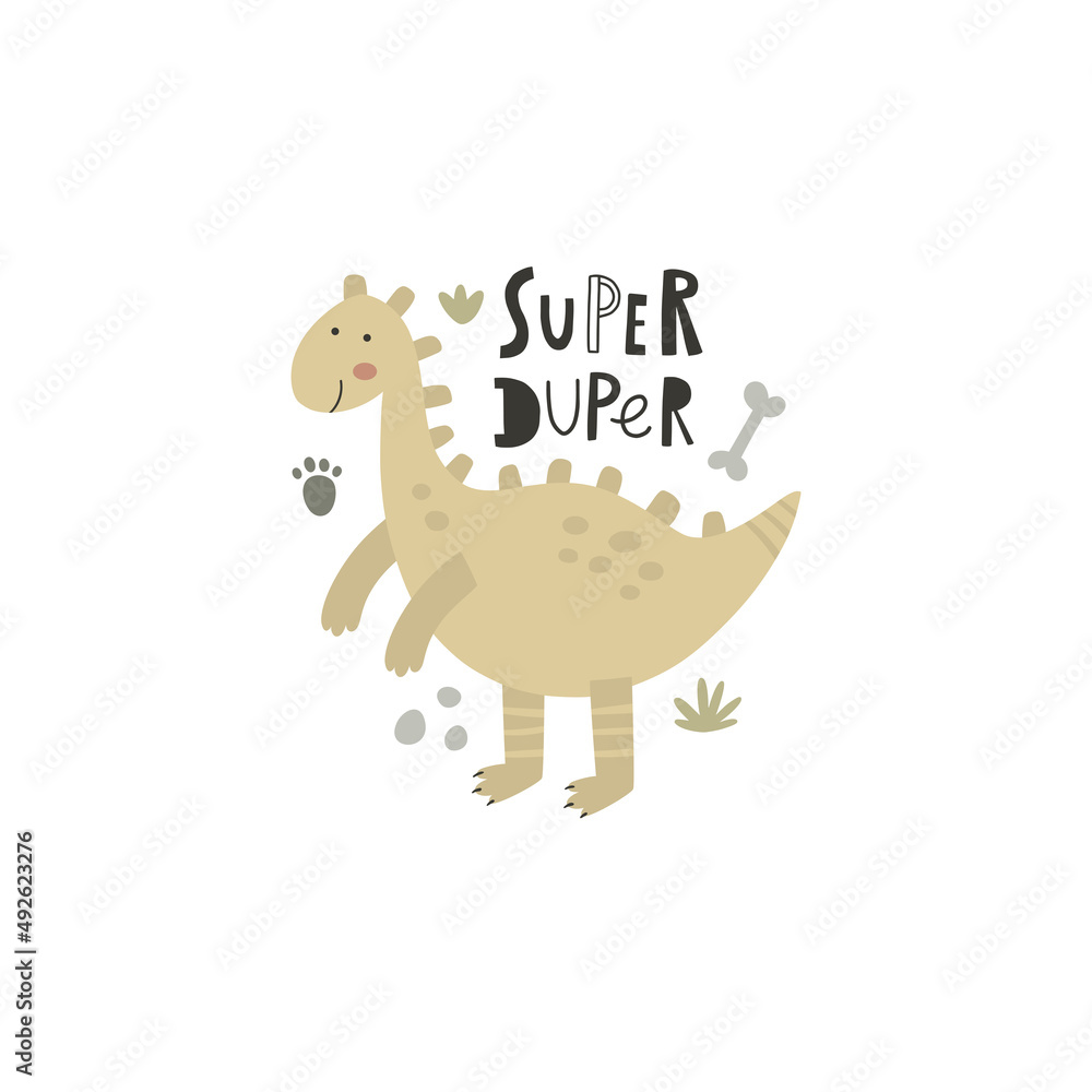 vector image of cute funny beige dino vector image of cute funny beige dino