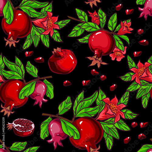 seamless garnet and flower pattern