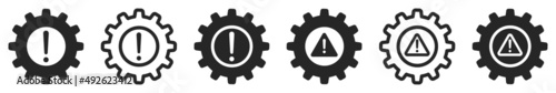 Set of system error icons. Problem solving symbol, technical problem. System not working, vector.