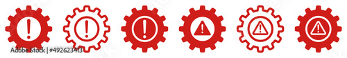 Set of system error icons. Problem solving symbol, technical problem. System not working, vector.