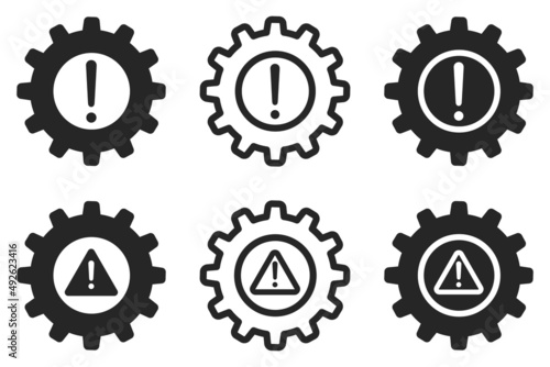 Set of system error icons. Problem solving symbol, technical problem. System not working, vector.