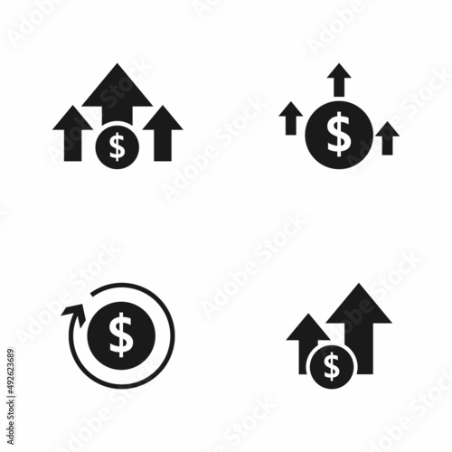 Growth dollar, money vector icon