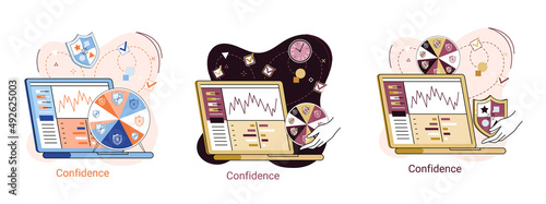 Self confidence concept. Person has private conversation metaphor. Brave confident. Trust property, reassuring partnerships, conviction. Protection of intellectual property. Confidential data