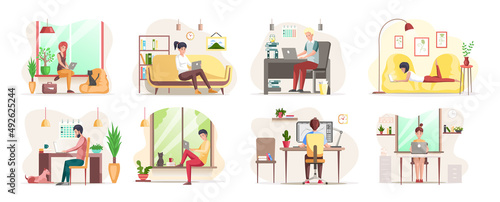 Working people. Office staff, work and communication. Head and subordinates. Various workers, managers team. Business employees on workspace. Office workers. Co-workers. Colleagues project teamwork